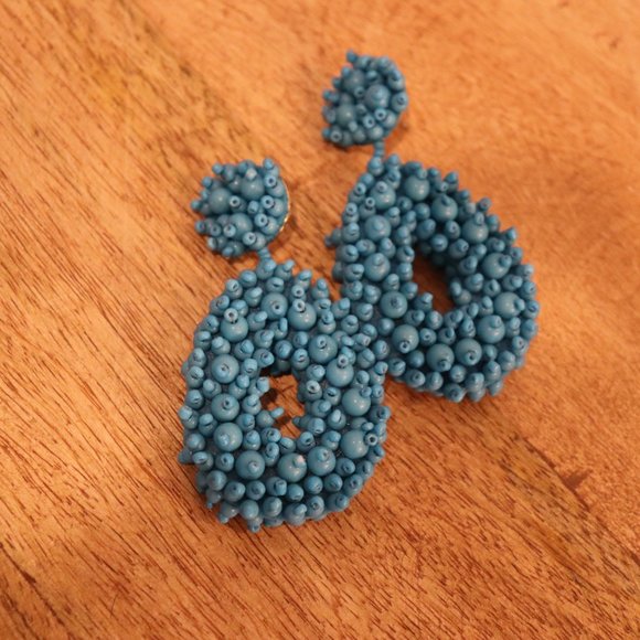 Blue Beaded Earrings - Picture 1 of 3
